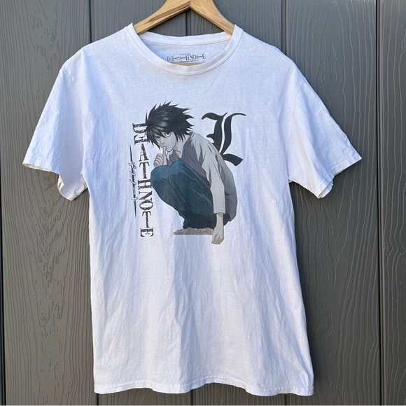 Death Note Anime Chill Squat Ryuzaki TShirt White Crewneck Short Sleeve Manga - Picture 14 of 14